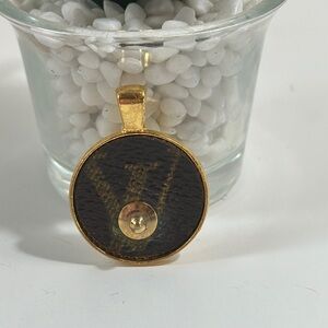 Custom Gold Tone Pendant with Authentic Louis Vuitton Monogram Canvas with snap